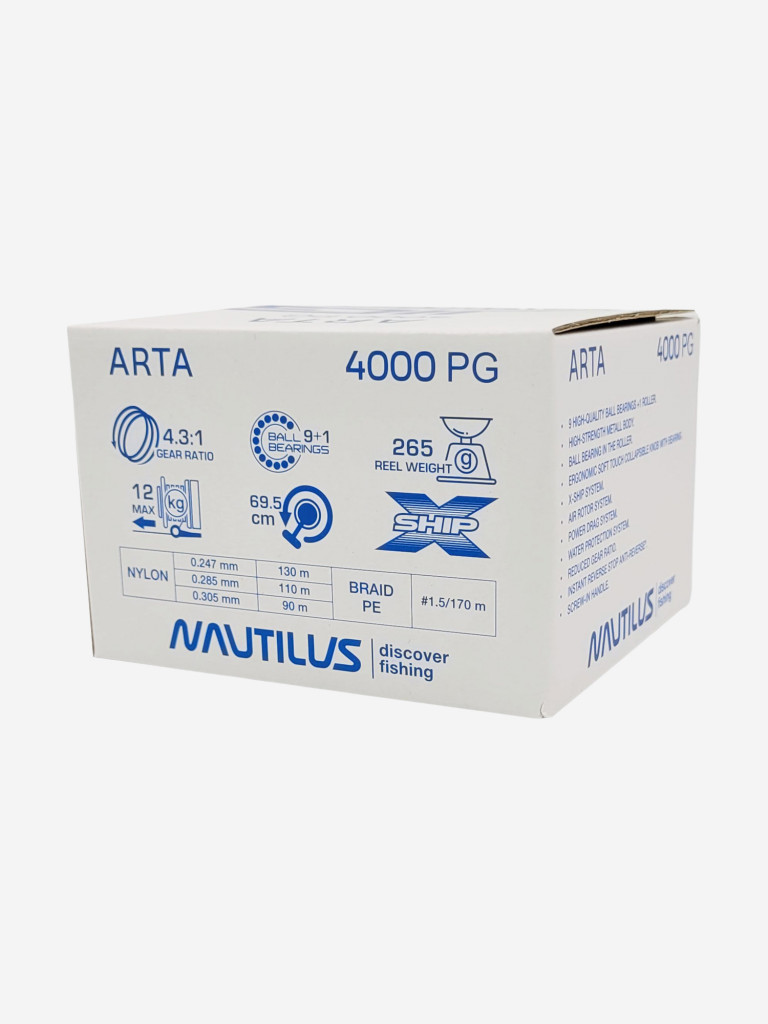 Катушка для спиннинга Nautilus ARTA 4000 PG NEW, катушка для удочки с передним фрикционом