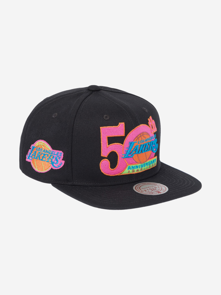Бейсболка с прямым козырьком MITCHELL NESS HS11472-LALBLCK Los Angeles Lakers NBA (черный)