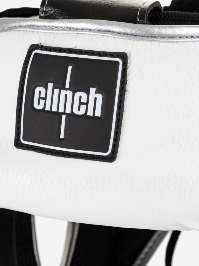 Шлем для единоборств с бампером Clinch Face Guard бело-серебристый