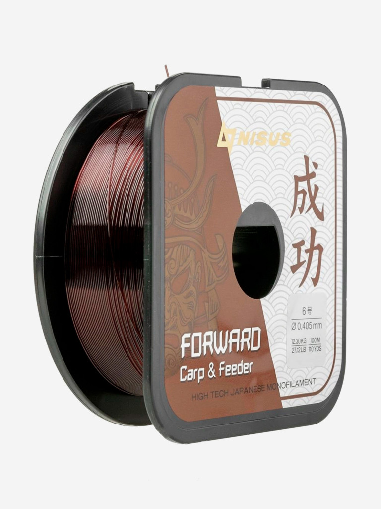 Леска для рыбалки Nisus FORWARD Carp&Feeder Nylon 0,405мм, 100м, 12,3кг, темно-коричневый