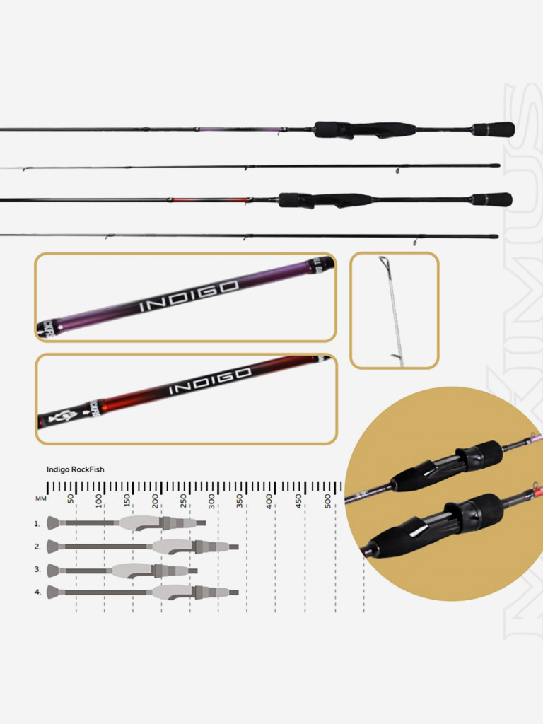 Спиннинг для рыбалки Maximus Indigo Rockfish small game 170 см 0,3-2 г 4pcs, удилище