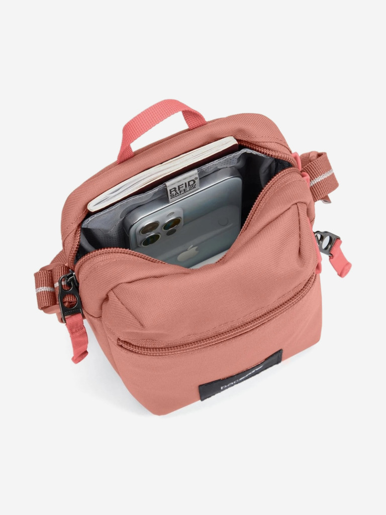 Сумка антивор Pacsafe GO Micro Crossbody, розовый, 1,5 л.