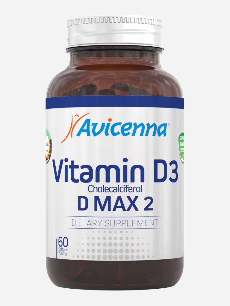 Витамин D3 D MAX 2 Avicenna, унисекс взрослые, 2000 МЕ, 60 капсул, для иммунитета и костей