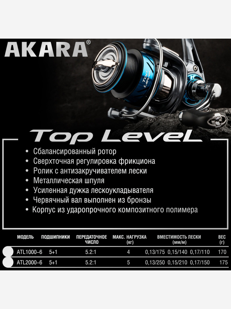 Катушка безынерционная Akara Top Level 1000 5+1bb