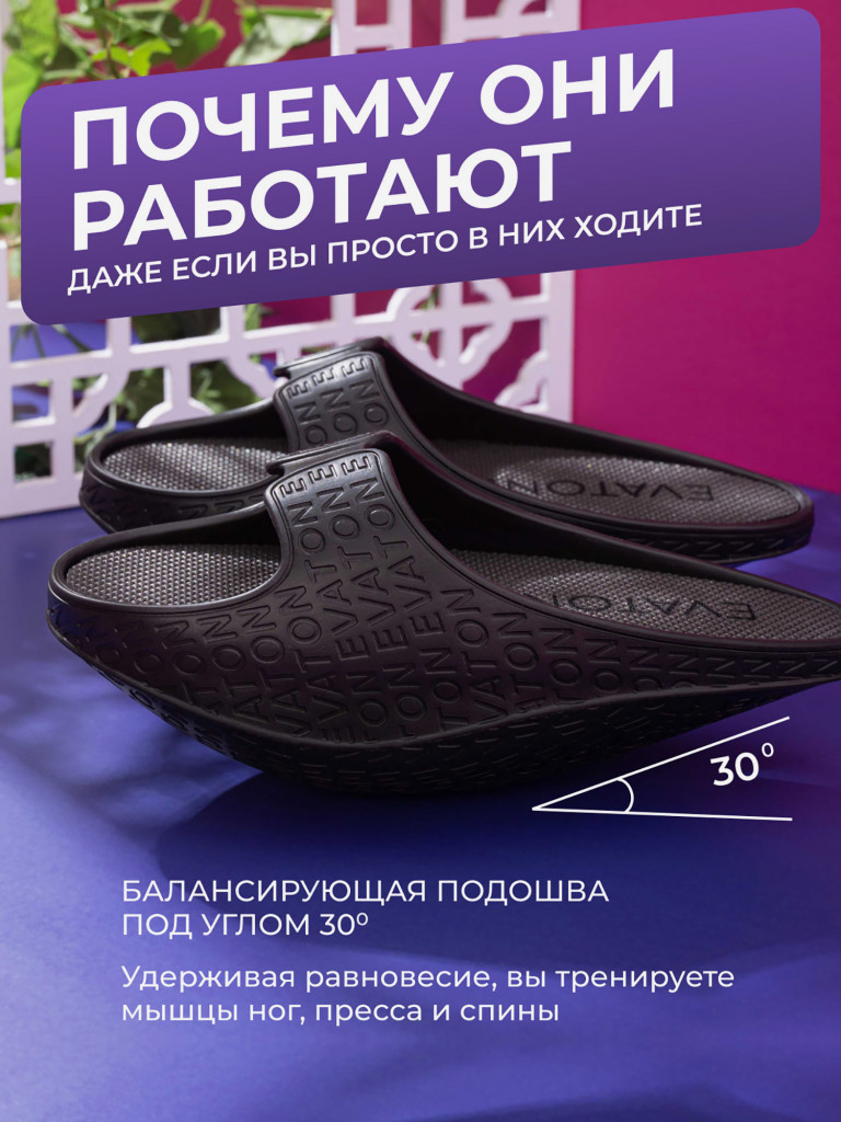 Фитнес тапочки женские ЭВАТОН, цвет черный, размер L 39-40