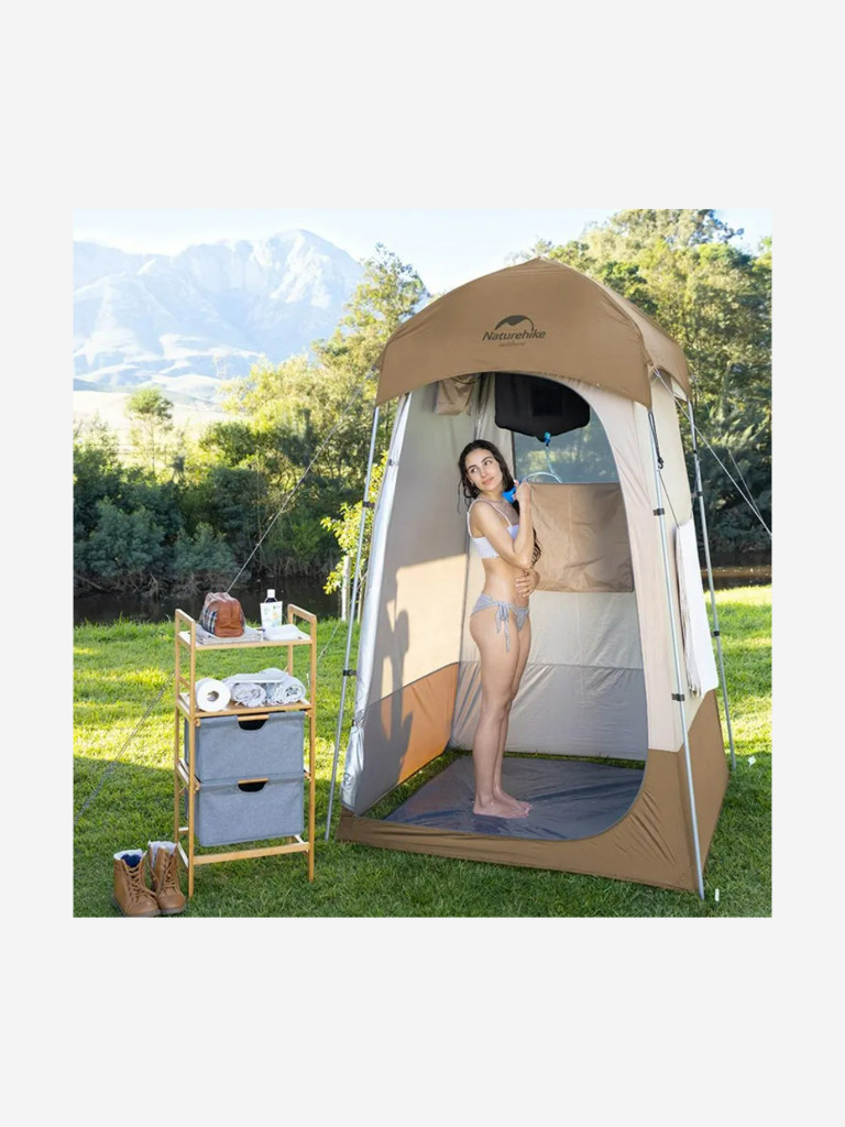 Палатка Naturehike душ-туалет, алюминиевый каркас, коричневый