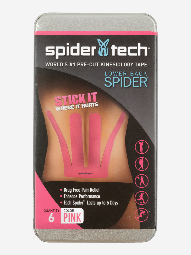 Тейп преднарезанный для нижней части спины SpiderTech, 6 шт.