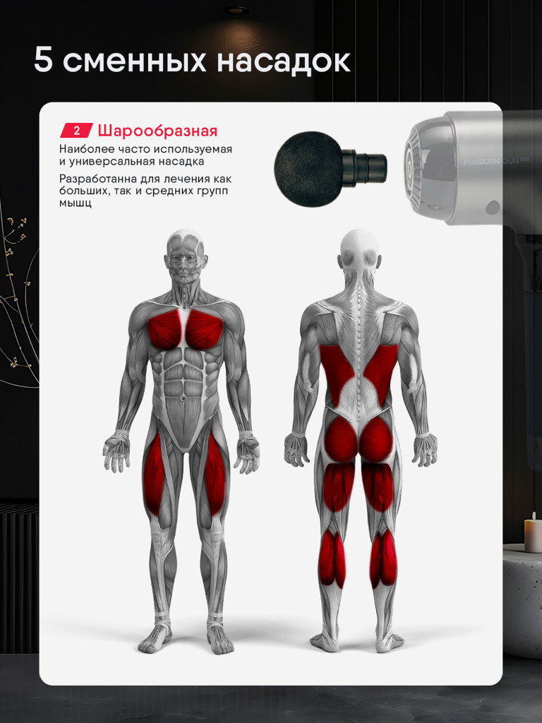 Массажер перкуссионный электрический для всего тела Ergonova MaxBurn GUN Pro антицеллюлитный