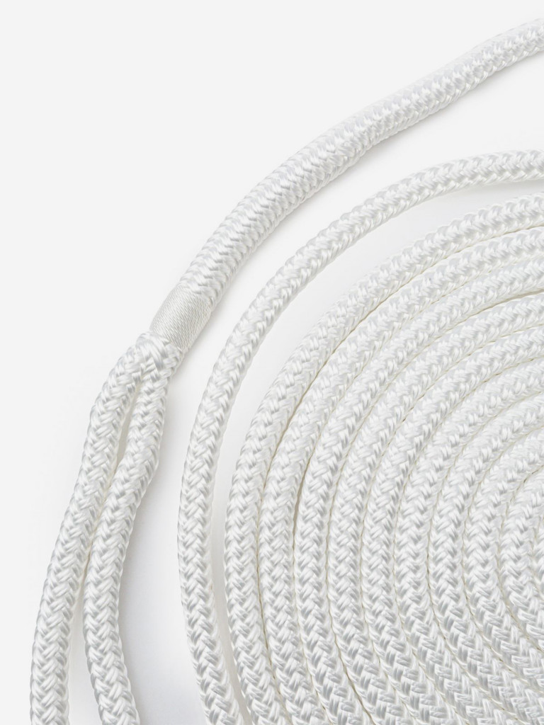 Шнур плетеный швартовый с огоном 30 см Dock Cord, Петроканат, 12.0 мм/2800 кг, 6 м, белый