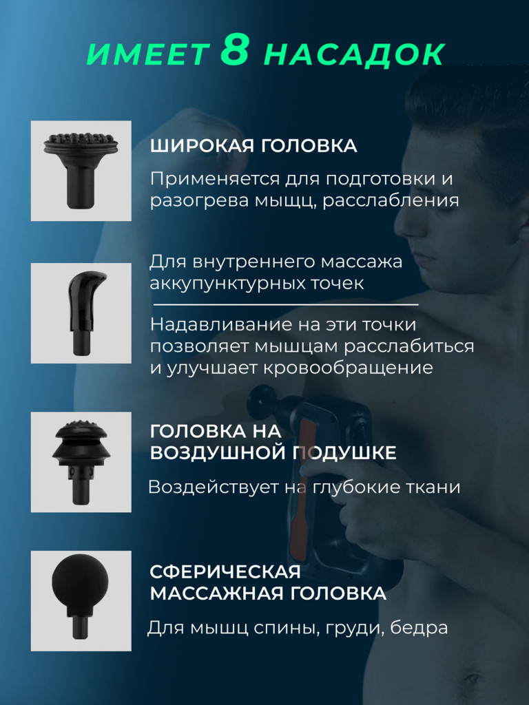 Перкуссионный спортивный массажер для тела Qualigo 32 скорости