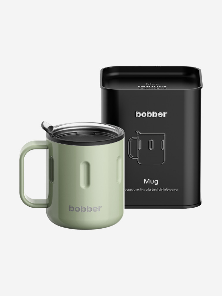 Вакуумная стальная термокружка с крышкой Bobber Mug 300 мл оливковый тепло до 2 часов