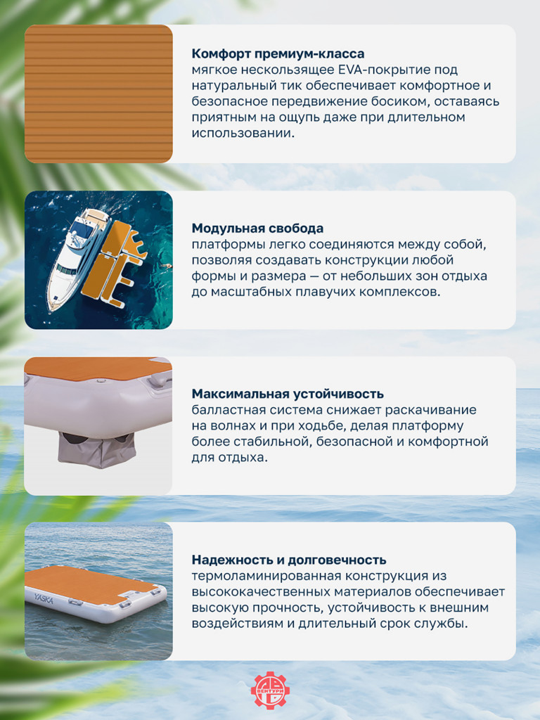 Платформа YASKA надувная модульная (понтон) 200х150х20 см