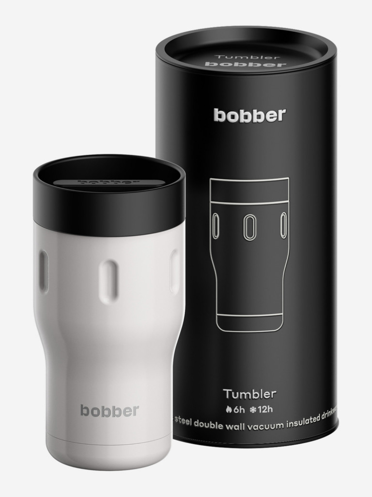 Термокружка вакуумная BOBBER Tumbler 350 мл, крышка 360, тепло до 6 часов, серый