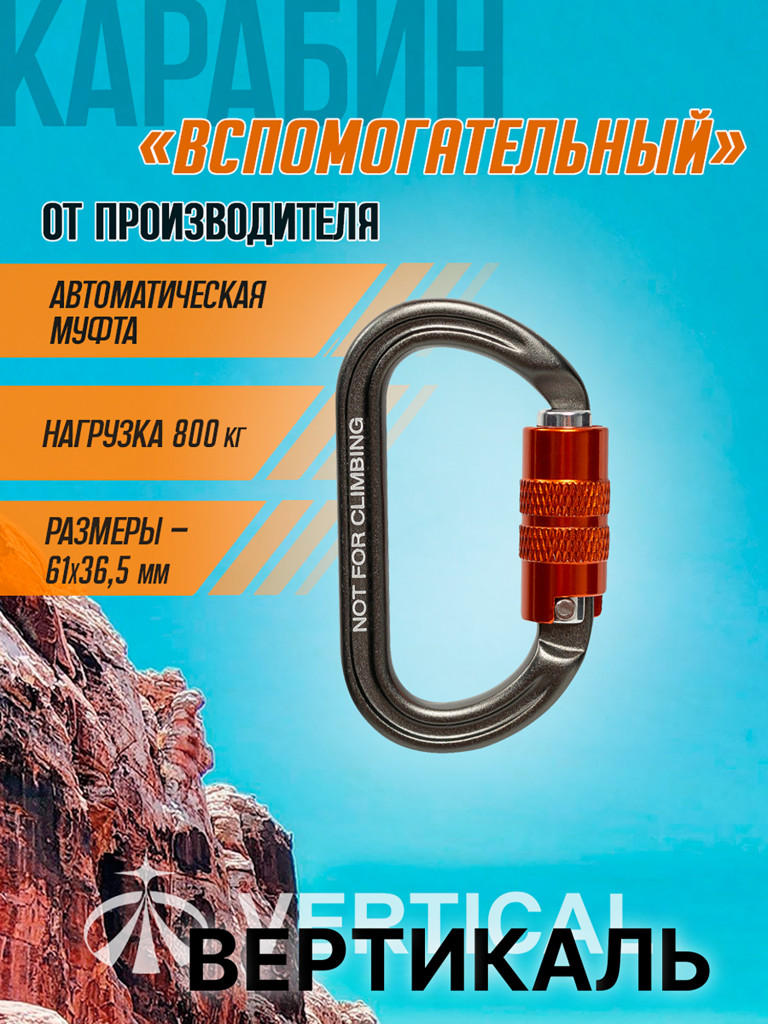 Карабин вспомогательный "Микрозамок" (microlock) овал автомат. Вертикаль