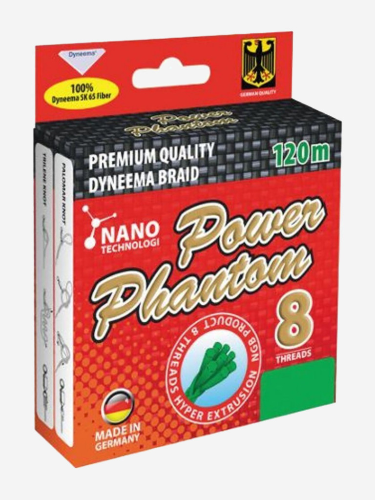 Шнур для рыбалки Power Phantom 8x, 120м, зеленый, 0,10мм, 9,15кг