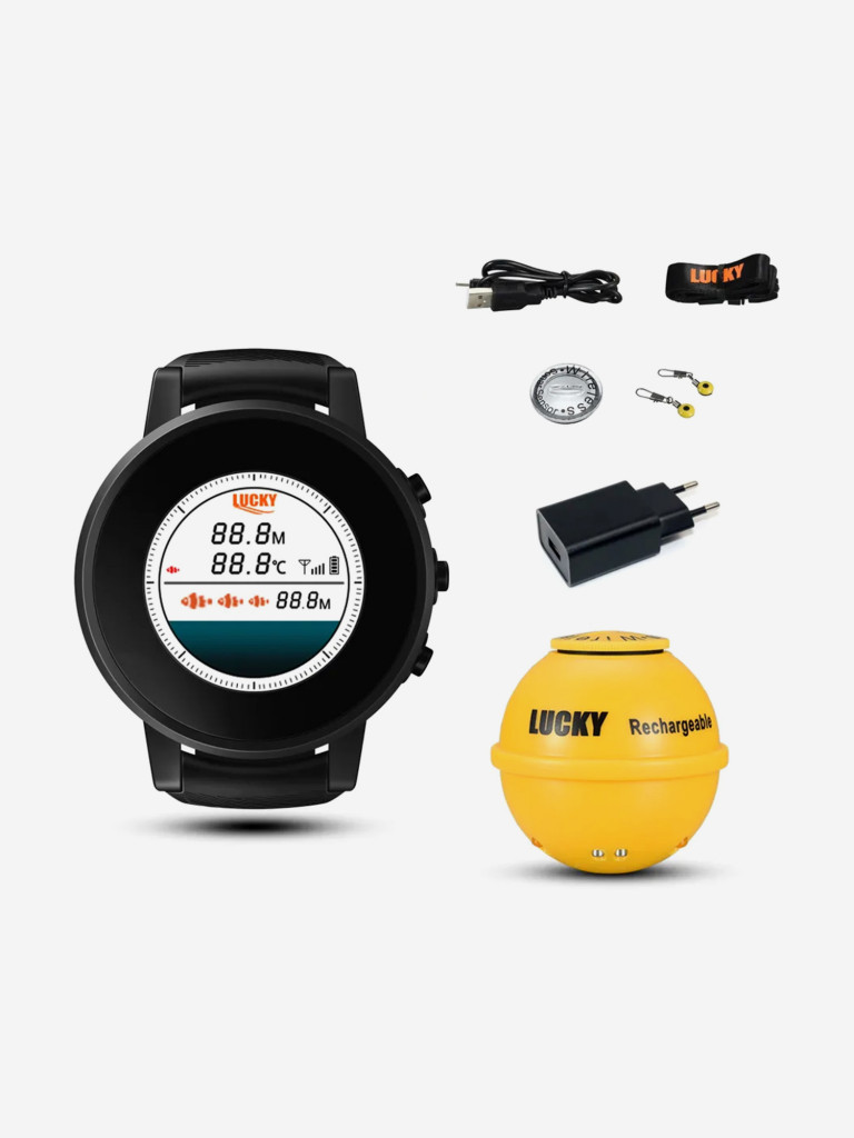 Эхолот Lucky FF211, наручные часы, беспроводной датчик до 70 м, глубина 45 м