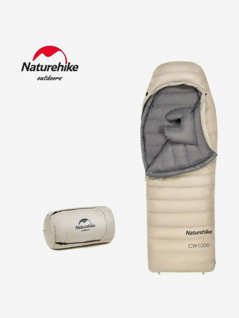Мешок спальный Naturehike CW1000, 220х80 см, (правый) (ТК: -5C), бежевый