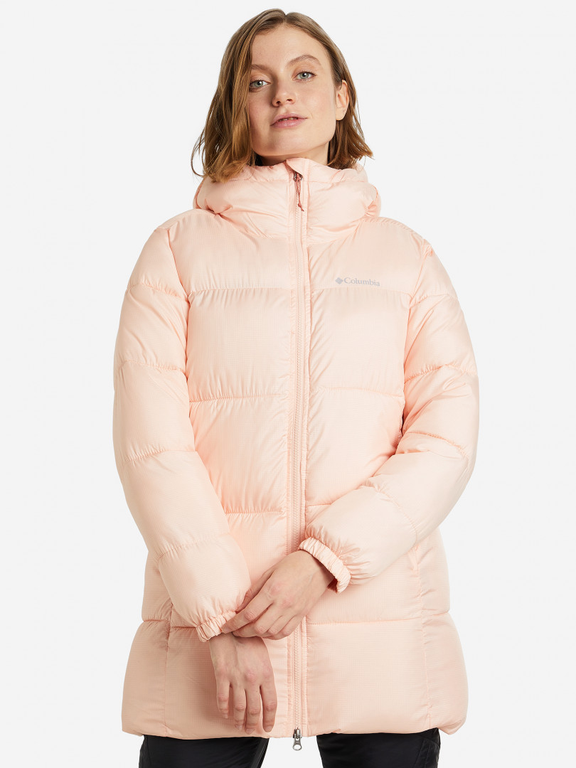 фото Куртка утепленная женская columbia puffect mid hooded jacket, розовый