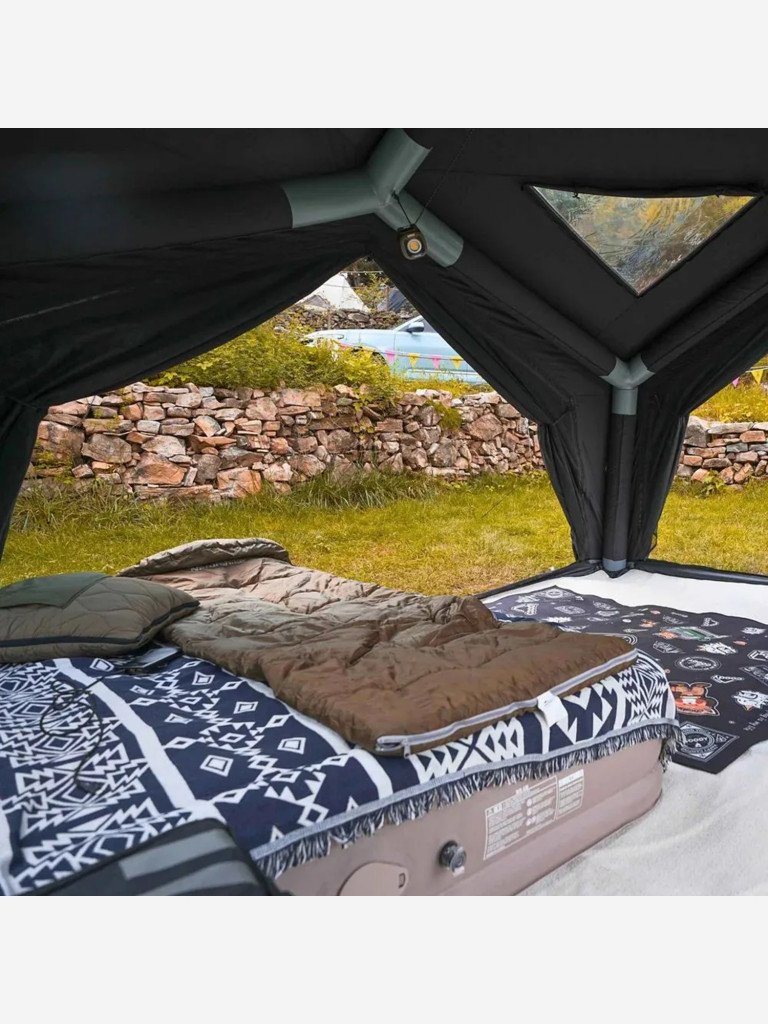 Надувная палатка Coody HUB Black, 360×360×275 см, 4–6 человек, 4 входа, модульная система