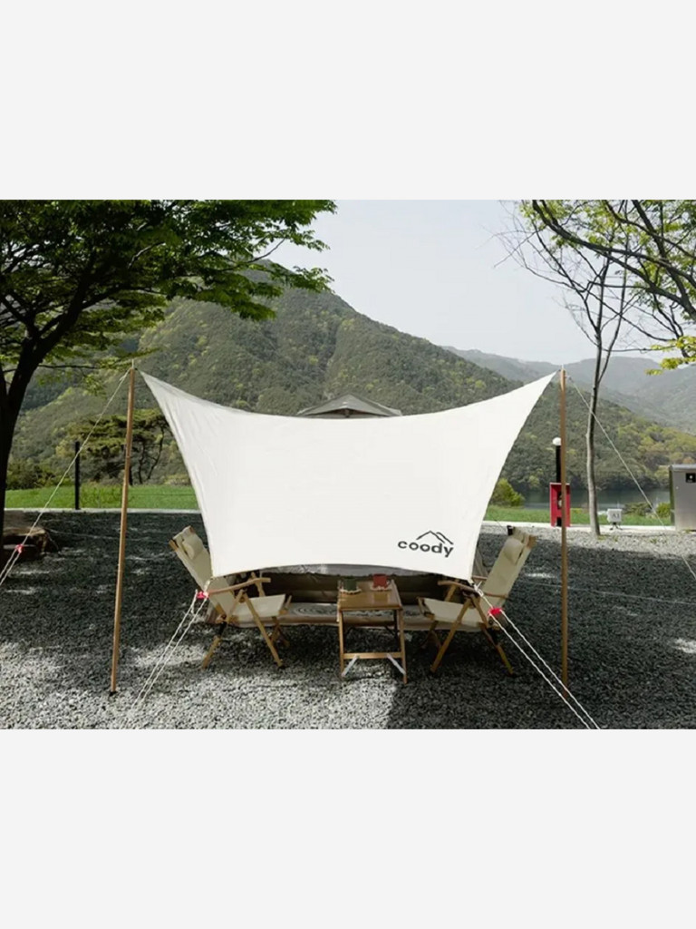 Надувная палатка Coody 5.8 Beige, 2.4×2.4 м, 2–4 человека, навес