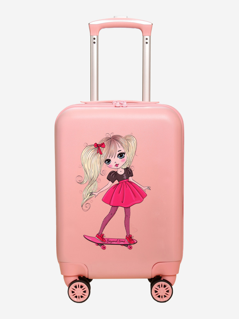 Чемодан детский BEYOND TIME R122 Девочка на скейте розовый