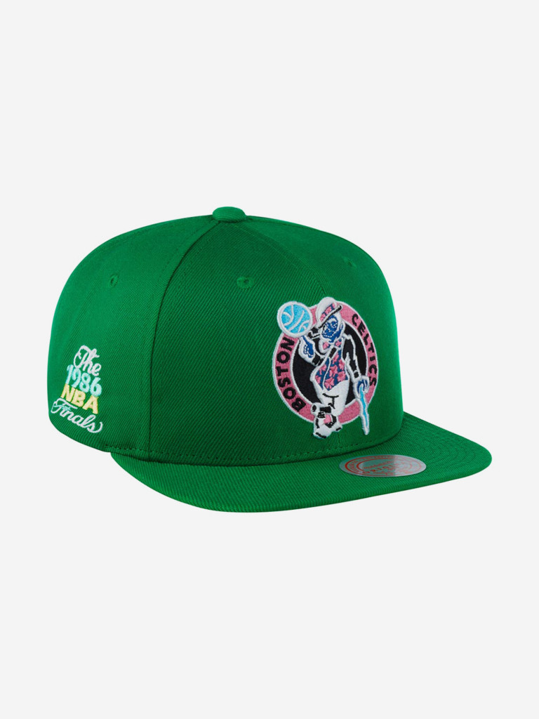 Бейсболка с прямым козырьком MITCHELL NESS 6HSSSH20056-BCEGREN Boston Celtics NBA