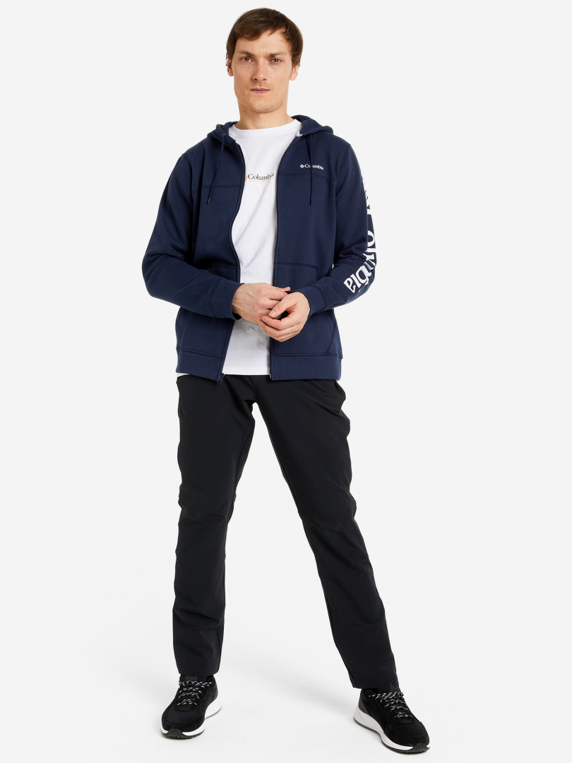 фото Толстовка мужская columbia logo fleece fz, синий