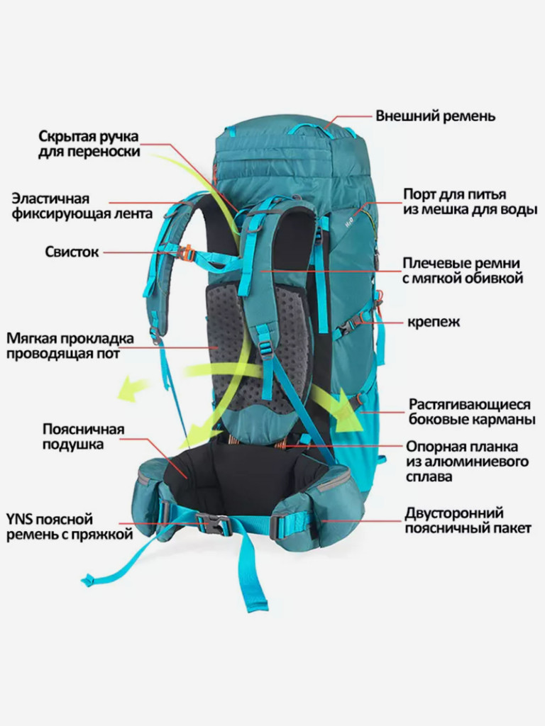 Рюкзак туристический Naturehike 45L, голубой