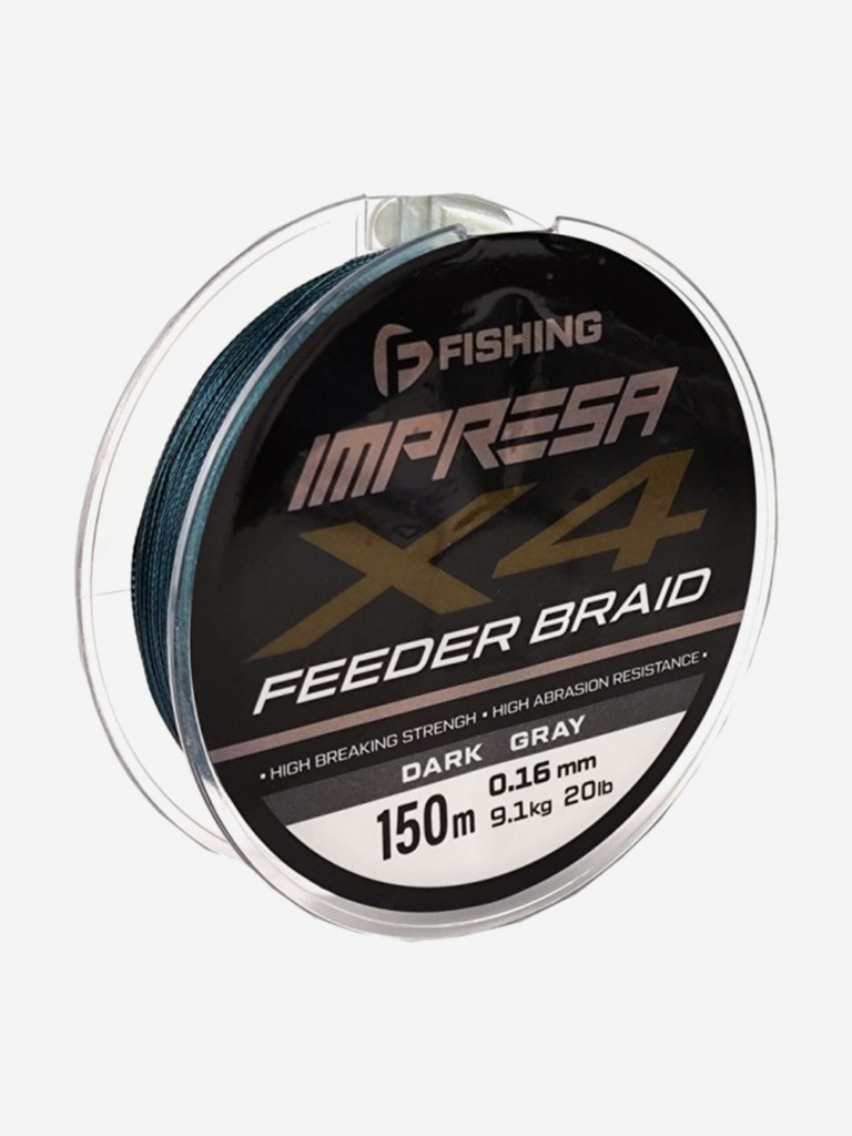 F-FISHING Шнур Impresa Braid PE X4 Feeder 150м Dark Grey 0,16мм 9,1кг