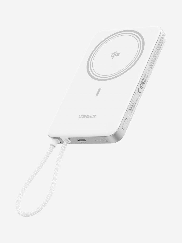 Внешний аккумулятор UGREEN PB570 (75983B) MagFlow Air Ultra-Slim 30W Magnetic 10000mAh Wireless Power Bank USB-C Cable