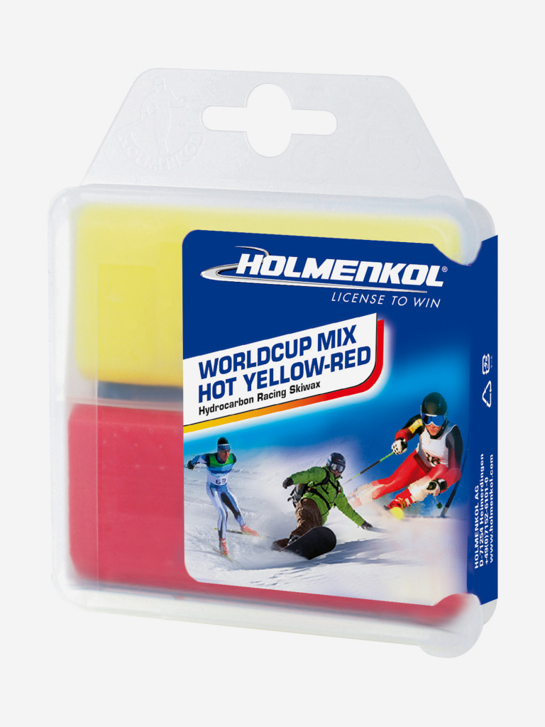 Мазь скольжения твердая для лыж и сноубордов Holmenkol Worldcup Mix HOT Yellow-Red