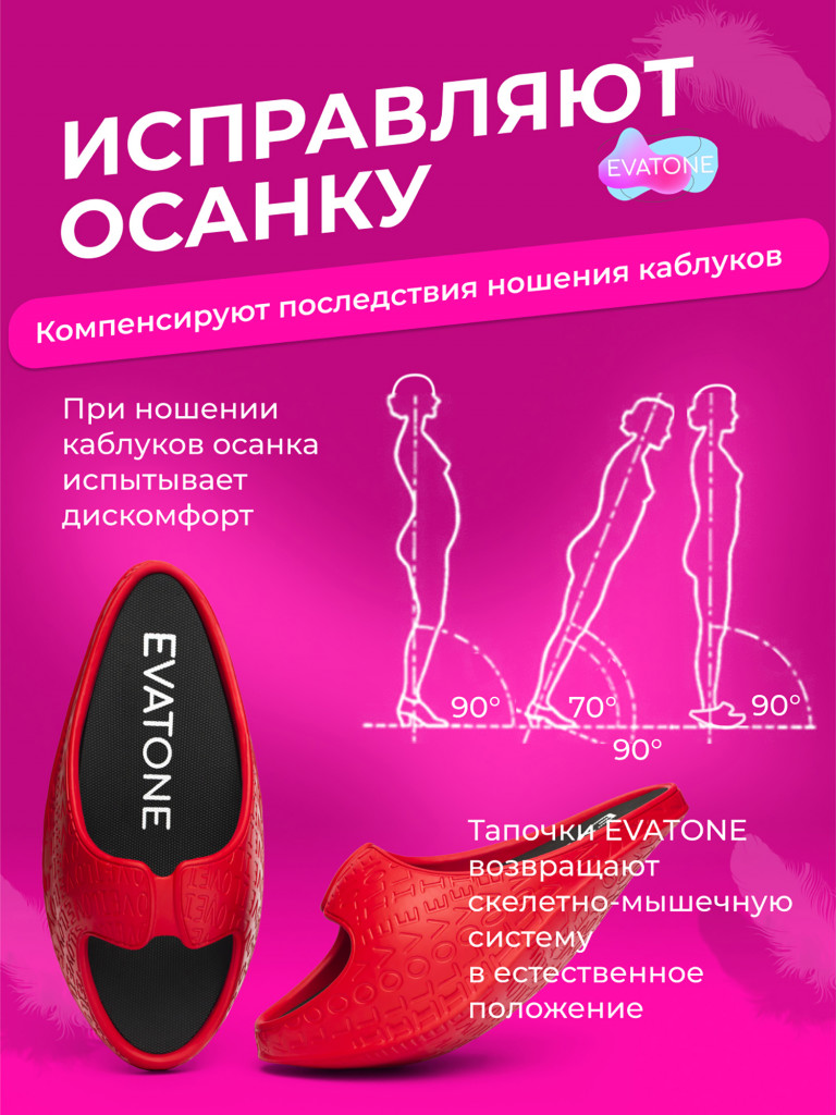 Фитнес тапочки женские ЭВАТОН, цвет красный