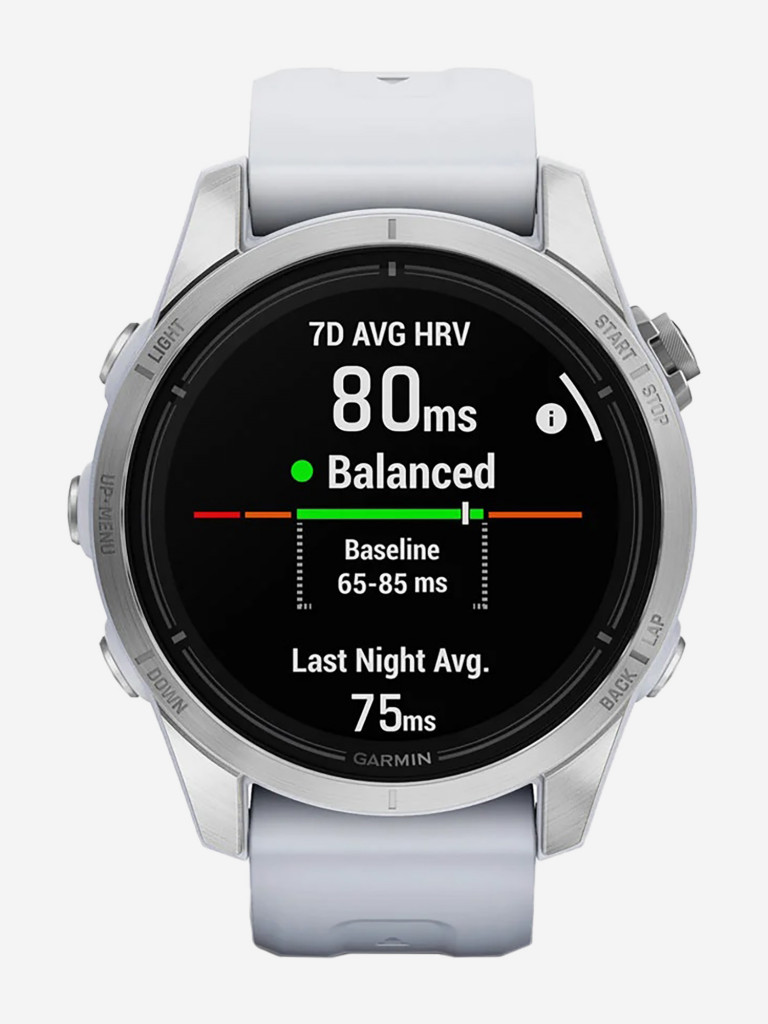 Спортивные часы Garmin EPIX PRO (Gen 2) Standard Edition 42 мм, серебристый корпус, белый ремешок