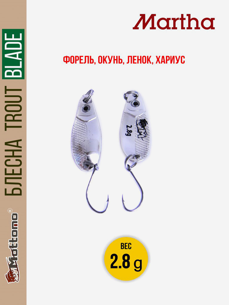Форелевая рыболовная блесна Trout Blade Martha 2.8g на щуку