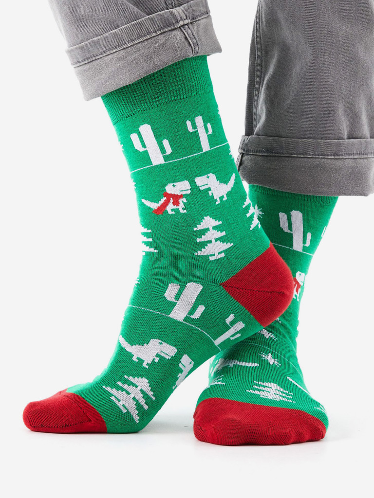 Новогодние носки St.Friday Socks с динозаврами