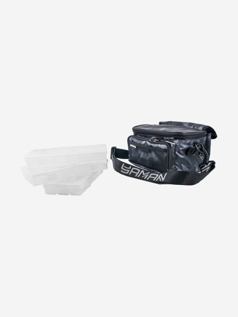 Сумка рыболовная Yaman Sling Lure Bag M, 26х14х22 см, цвет серый камуфляж + 3 коробки LUNO.