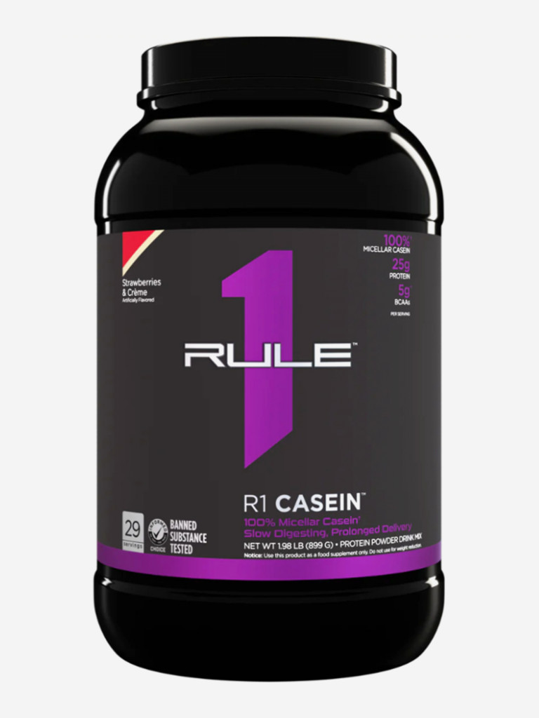 Протеин Rule 1 Casein, 899 г, Клубника со сливками