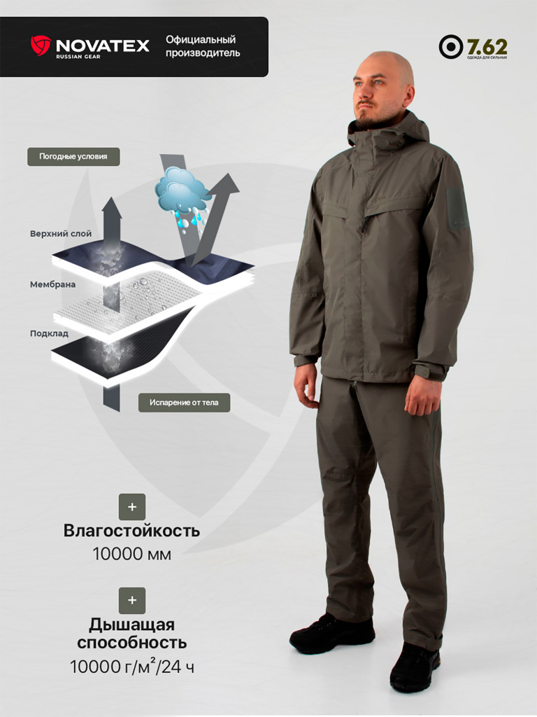 Костюм летний для охоты и рыбалки Монолит 7.62, олива