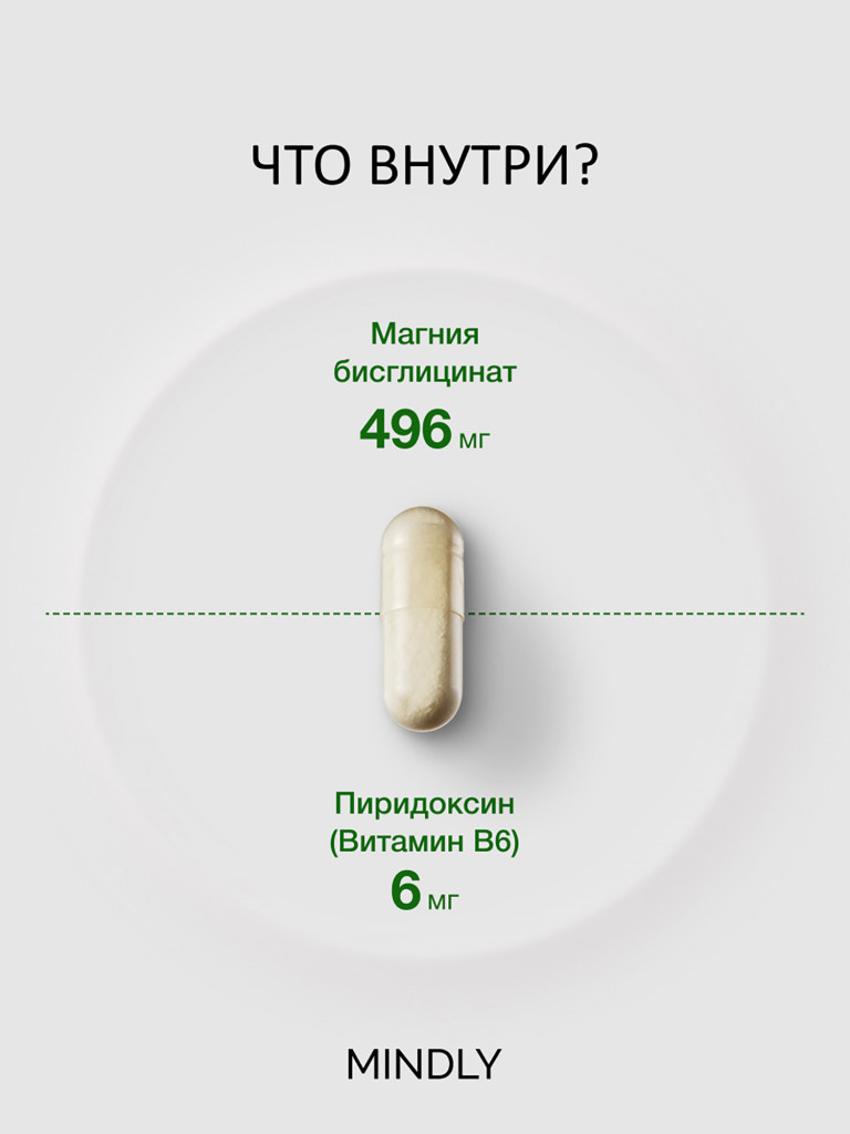 Магний хелат бисглицинат с витамином B6, 60 капсул