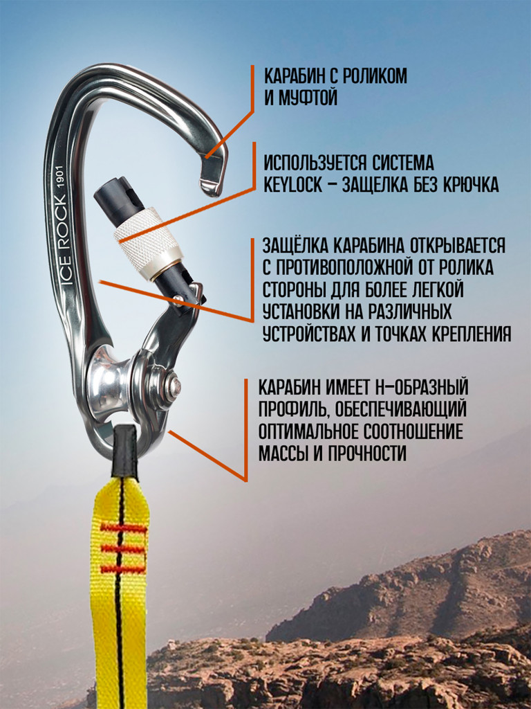 Карабин с роликом "Пингвин" ICE ROCK