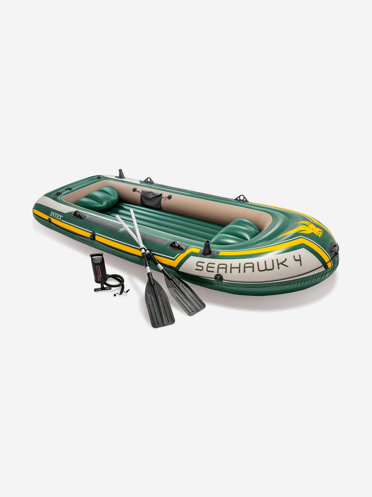 Лодка Intex 68351NP надувная "Seahawk 4" алюминиевые вёсла 137см, насос,351х145х48см