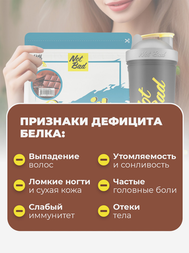 Протеин сывороточный, NotBad Whey Protein, 1000 г, Шоколад