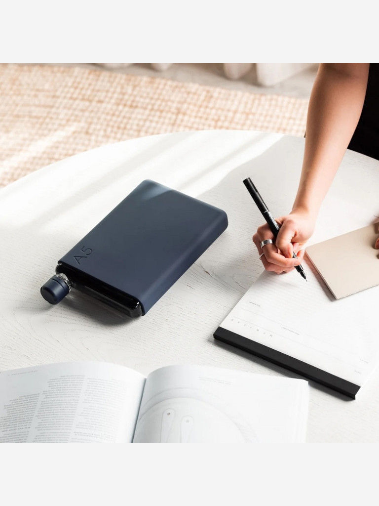 Бутылка с силиконовым чехлом Memobottle A5, синий