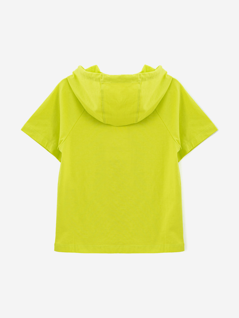 Футболка с капюшоном и принтом салатовая для мальчика Button Blue
