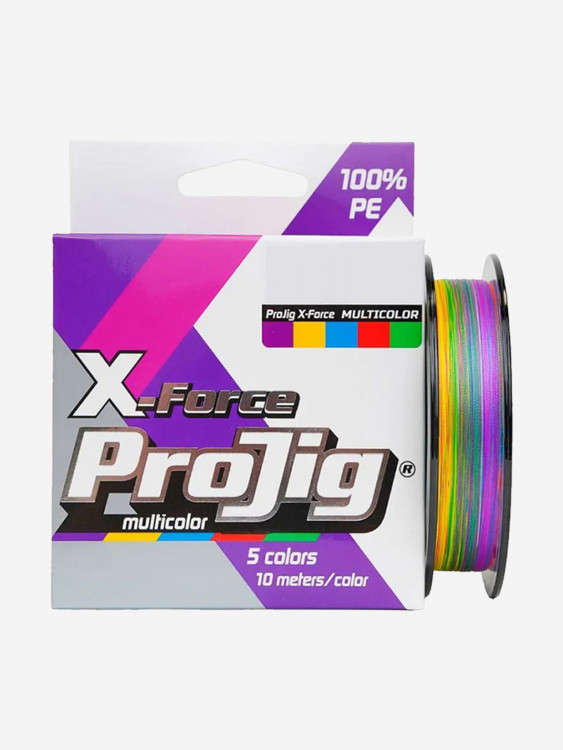 Плетеный шнур для рыбалки ProJig X-Force Multicolor 0,20 мм, 15,0 кг, 100 м