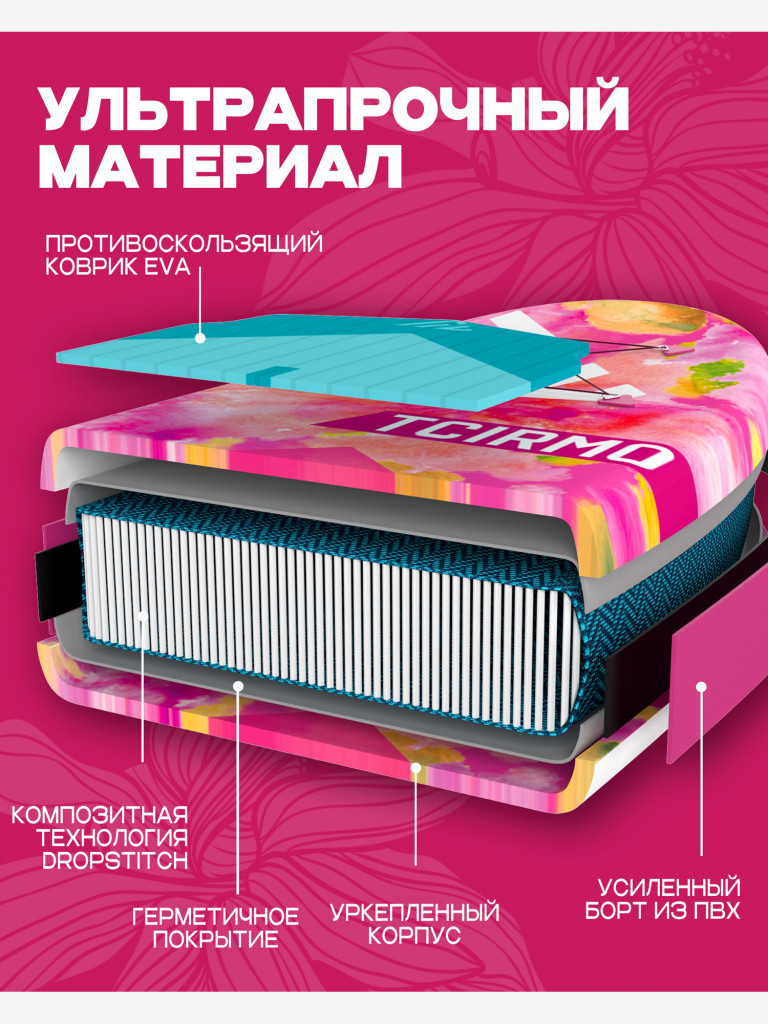 SUP-доска TCIRMO Wave Rhythm Flower 10'6", надувная, универсальная, 320х84х15 см, до 176 кг