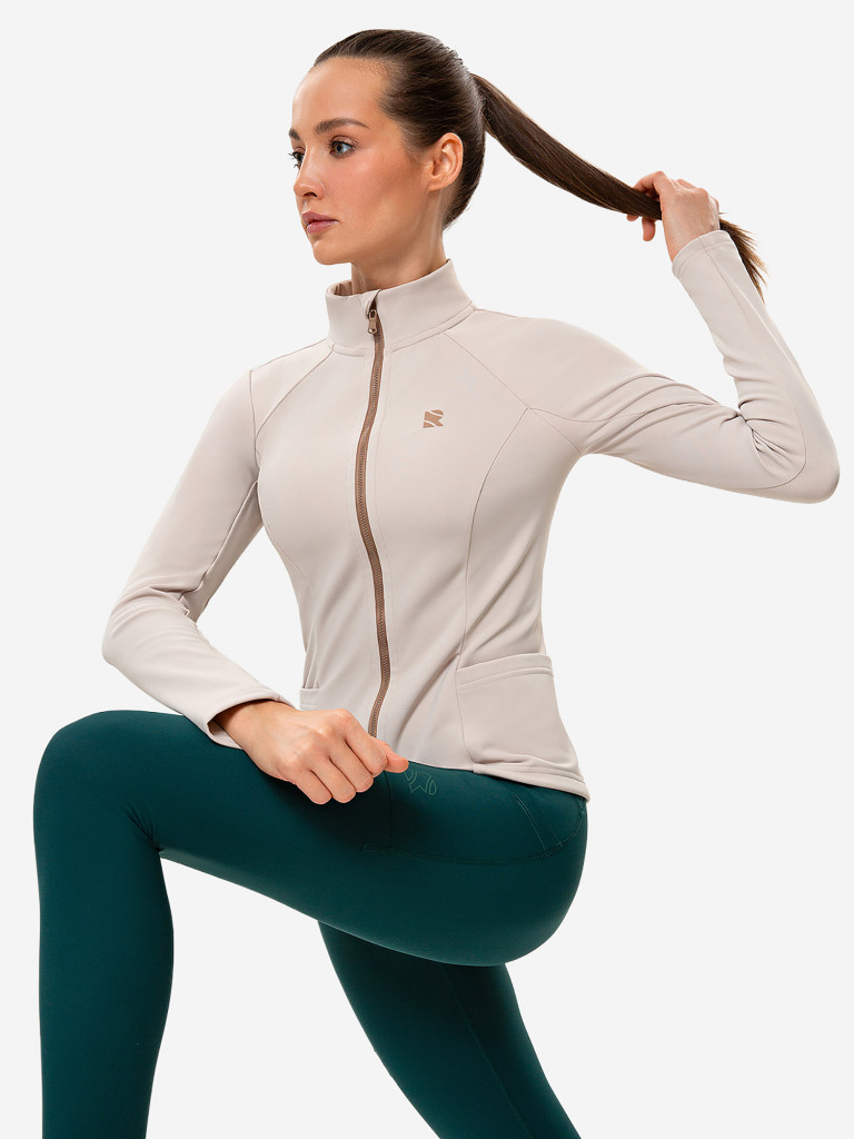 Лонгслив женский RAQUETA SPORT на молнии Slim Fit, Beige