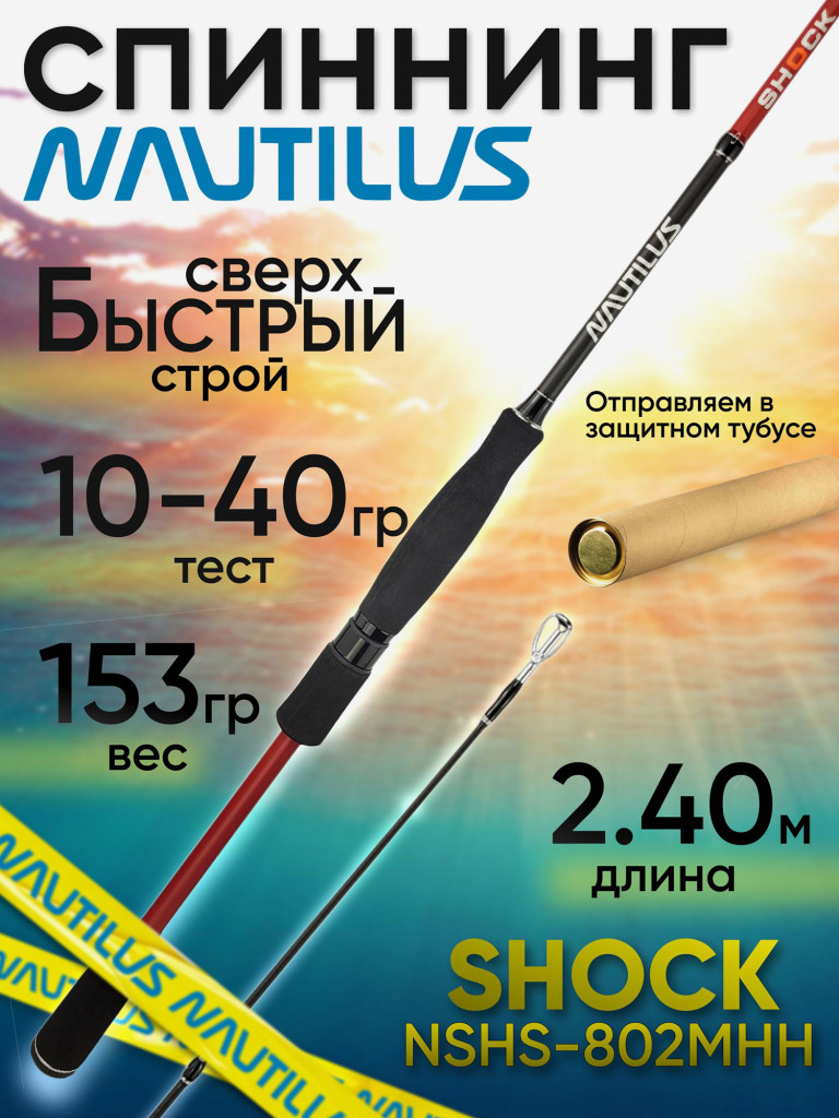 Спиннинг Nautilus SHOCK NSHS-802MHH 2.40м 10-40гр