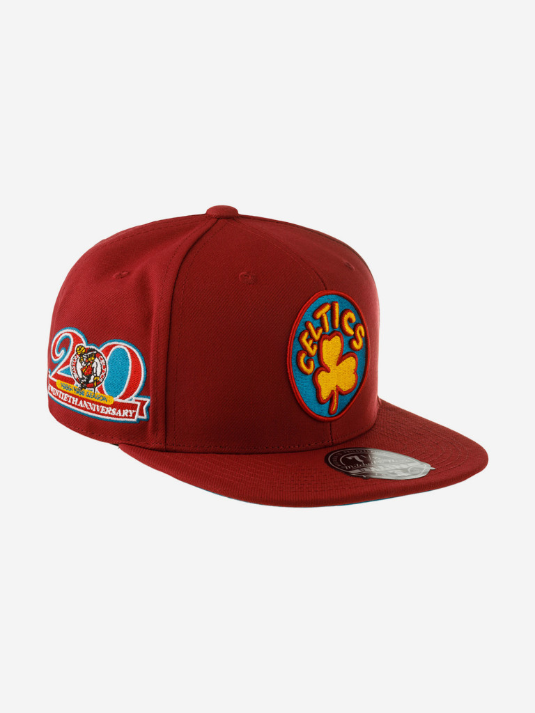 Бейсболка с прямым козырьком MITCHELL NESS 6HSFSH21251-BCECARD Boston Celtics NBA (малиновый)