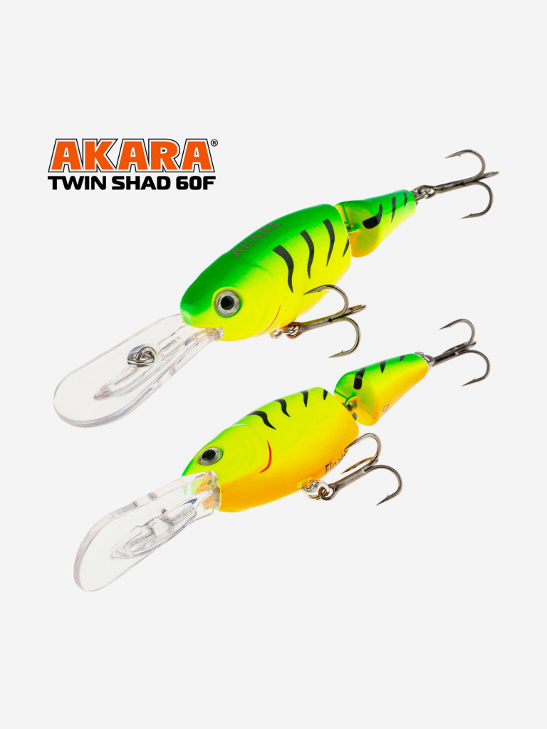 Воблер Akara Twin Shad 60F плавающий для троллинга на щуку, судака, сома, окуня 8гр A7